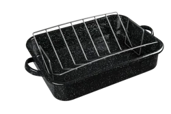Granite Ware Open Rectangular Roaster with V-Rack