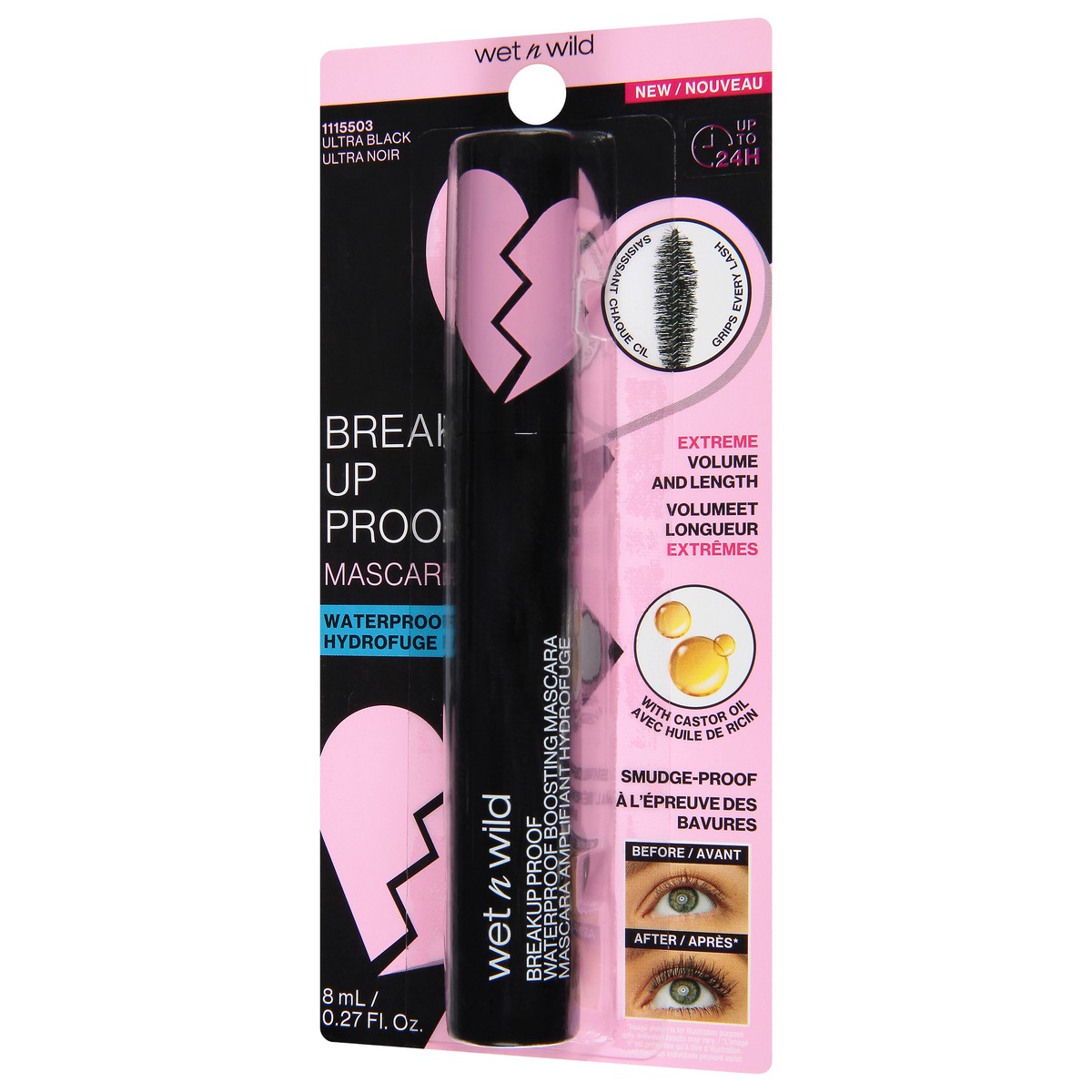 slide 5 of 9, wet n wild Ultra Black Breakup Proof Waterproof Mascara 0.27 fl oz, 0.27 fl oz