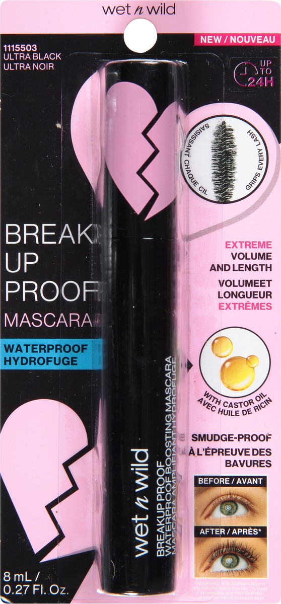 slide 6 of 9, wet n wild Ultra Black Breakup Proof Waterproof Mascara 0.27 fl oz, 0.27 fl oz