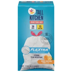 Giant Flextra Odor Control Citrus Tall Kitchen Drawstring Bag 13 Gal