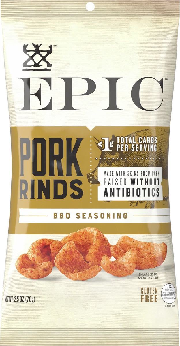 slide 6 of 9, Epic Pork Rinds,Bbq Seasng, 2.5 oz