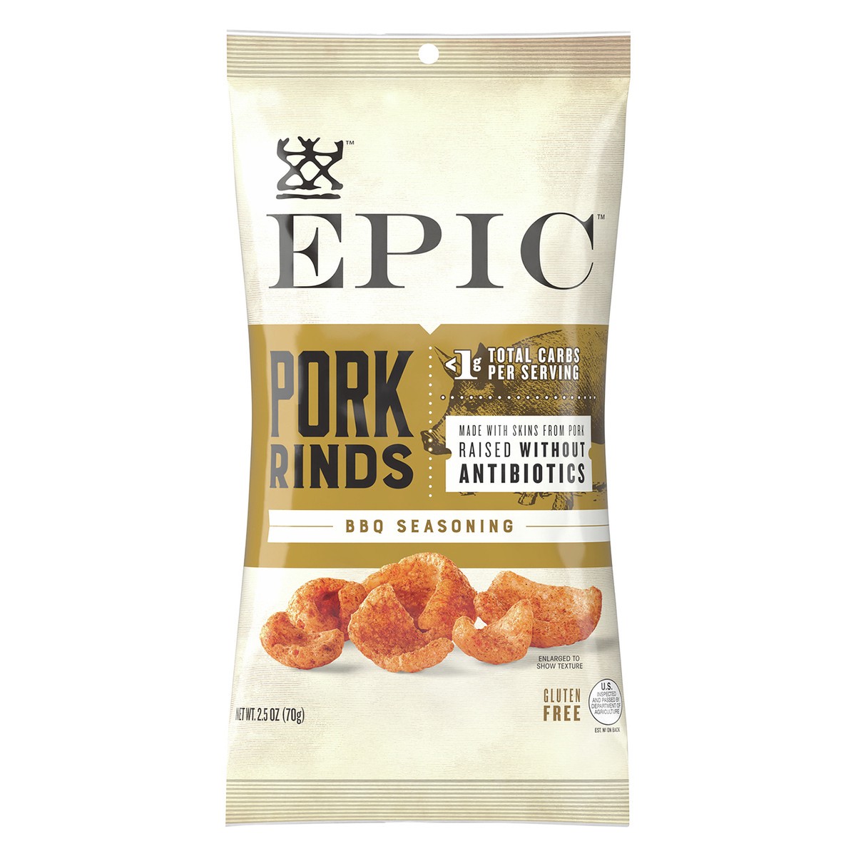 slide 1 of 9, EPIC BBQ Pork Rinds Gluten Free, 2.5oz, 2.5 oz