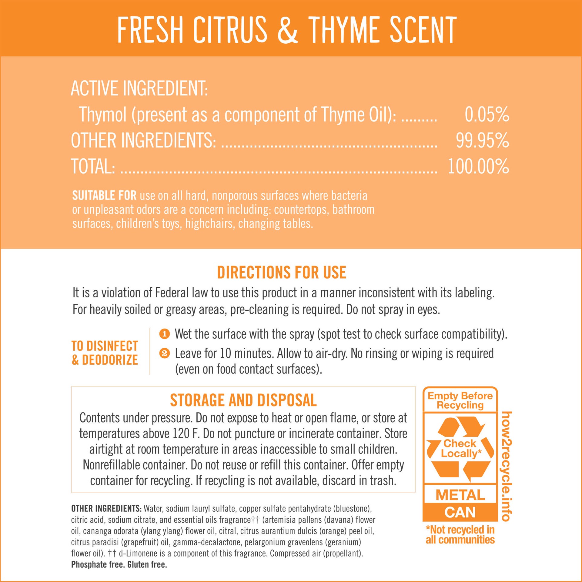 slide 2 of 4, Seventh Generation Disinfecting Spray Fresh Citrus and Thyme, 13.9 oz, 13.9 oz