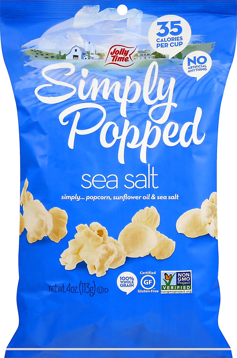 slide 10 of 12, Jolly Time Simply Popped Sea Salt Popcorn 4 oz, 4 oz