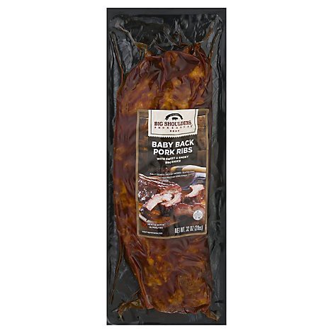 slide 1 of 1, Big Shoulders Smokehouse Baby Back Pork Ribs Sweet & Smoky BBQ - 32 Oz, 32 oz