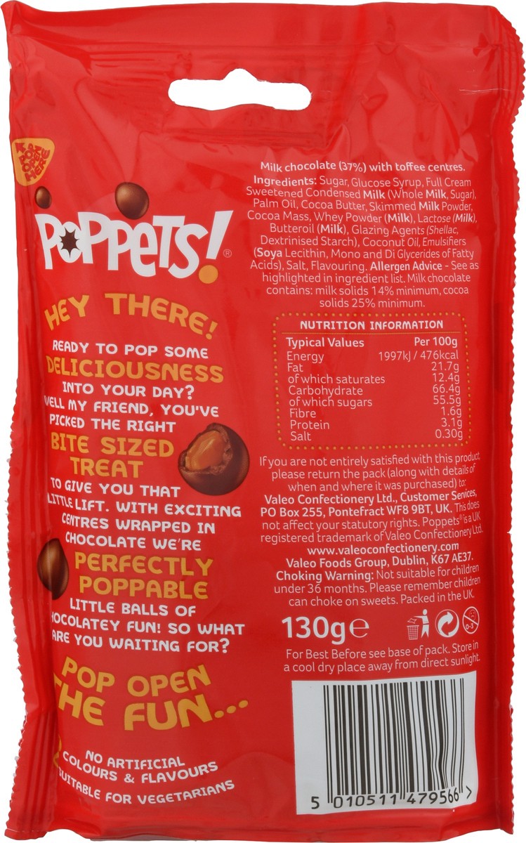 slide 11 of 13, Poppets! Milk Choc Coated Chewy Toffee 130 g, 130 g