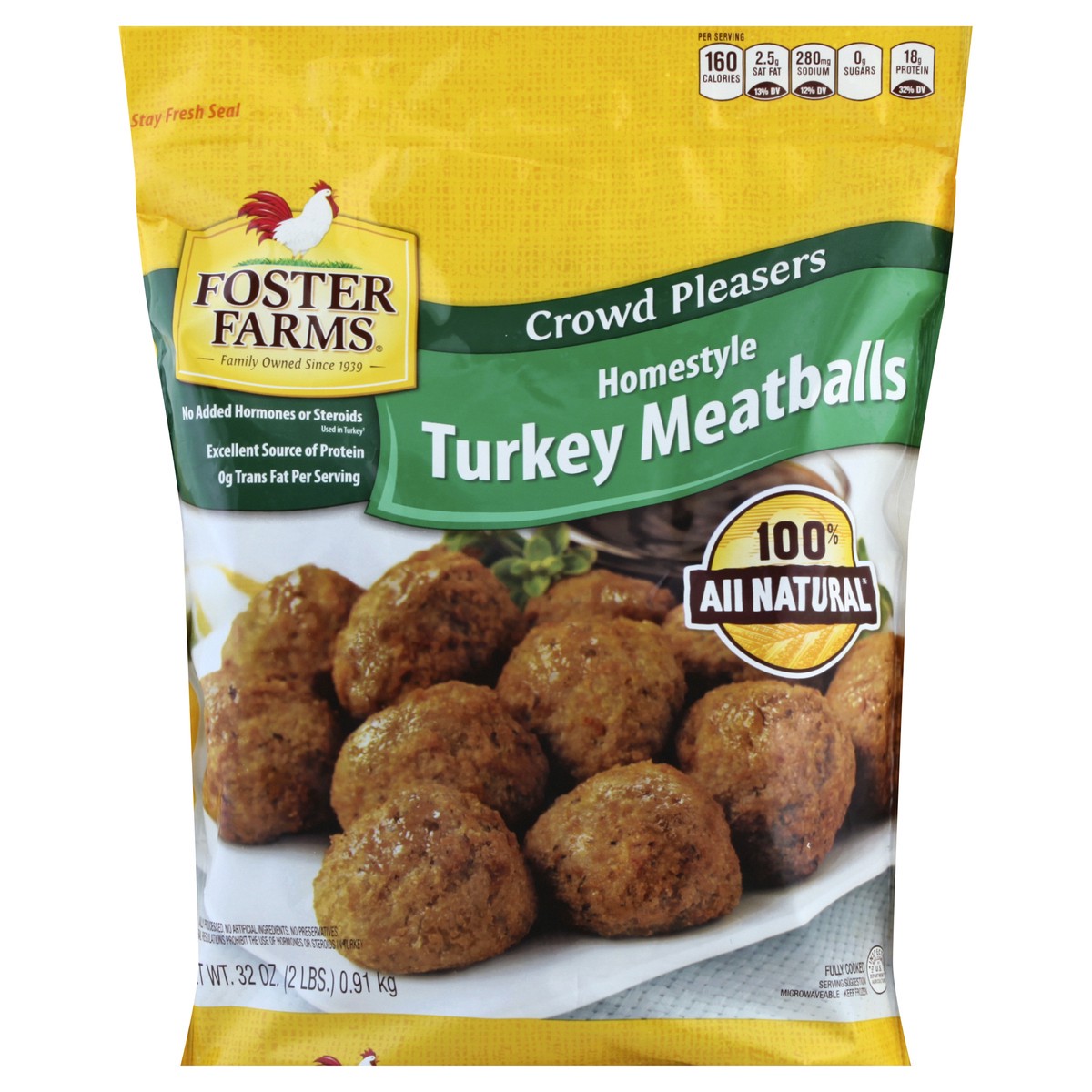 slide 5 of 8, Foster Farms Turkey Meatballs 32 oz, 16 oz