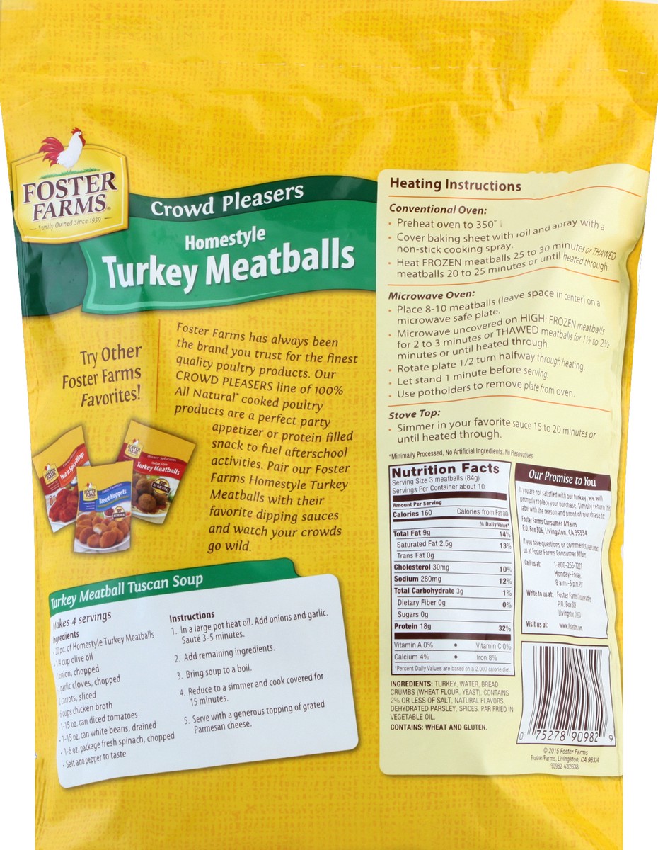 slide 4 of 8, Foster Farms Turkey Meatballs 32 oz, 16 oz