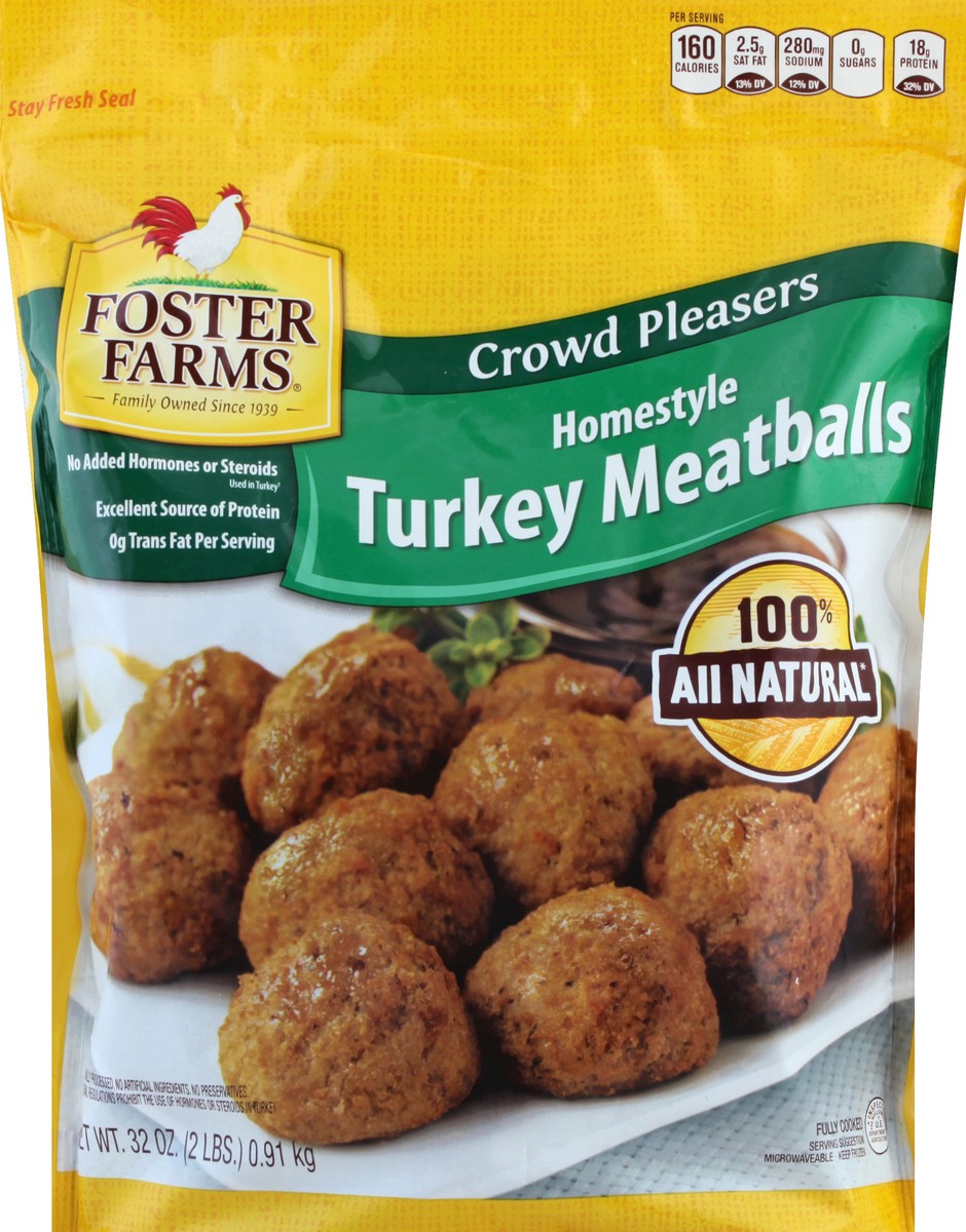 slide 1 of 8, Foster Farms Turkey Meatballs 32 oz, 16 oz