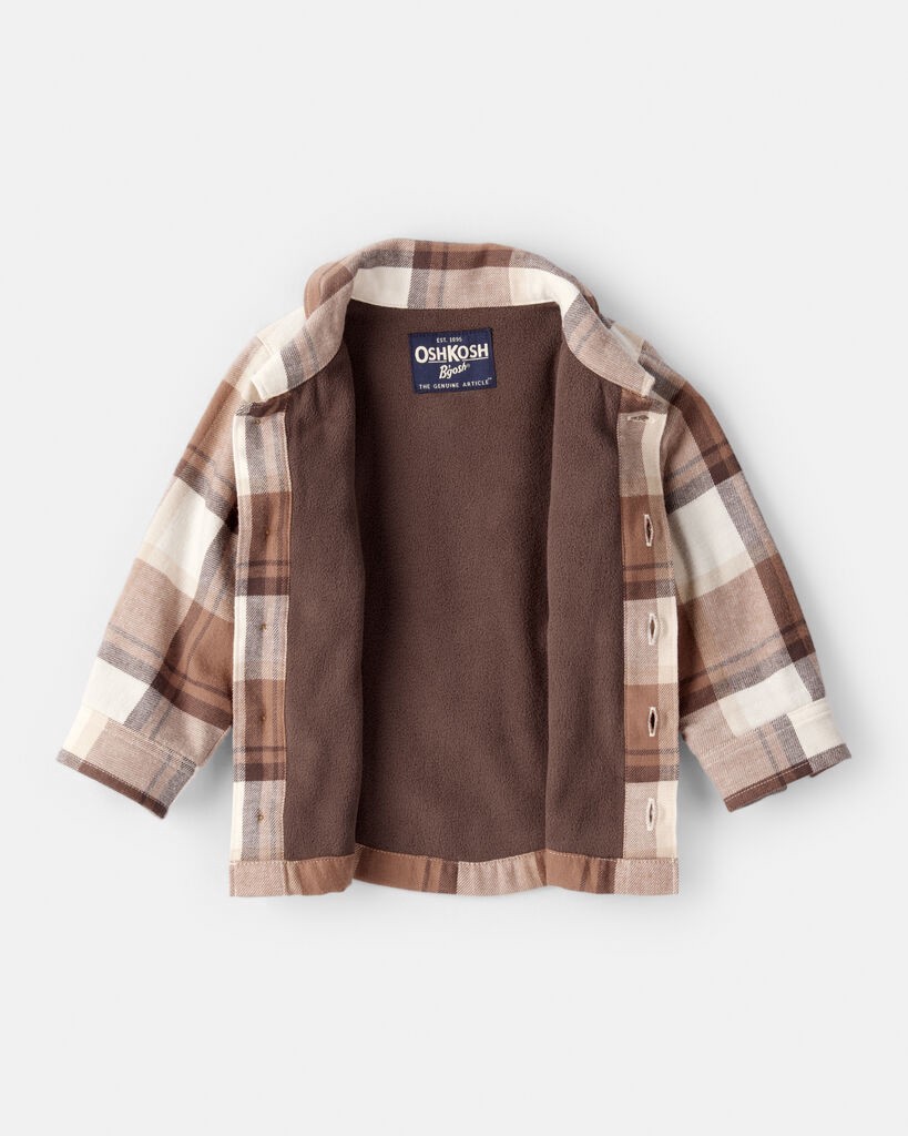 slide 2 of 3, Oshkosh Baby Boy Flannel Long-Sleeve Jacket - Brown Brown 12M, 1 ct
