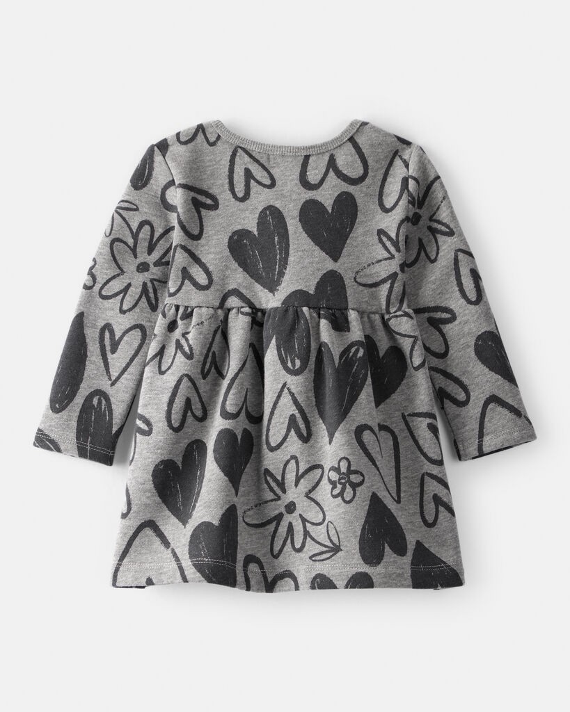 slide 2 of 3, Carter's Baby Girl DayDream Fleece Heart Knit Dress - Grey Grey 18M, 1 ct