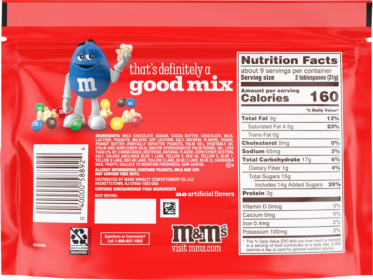 slide 11 of 12, M&M's MINIS Peanut Butter Milk Chocolate Snacks, Candy Bulk, Sharing Size 8.6 Oz Resealable Bag, 8.60 oz
