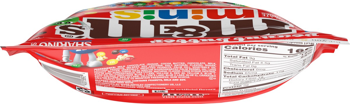 slide 12 of 12, M&M's MINIS Peanut Butter Milk Chocolate Snacks, Candy Bulk, Sharing Size 8.6 Oz Resealable Bag, 8.60 oz