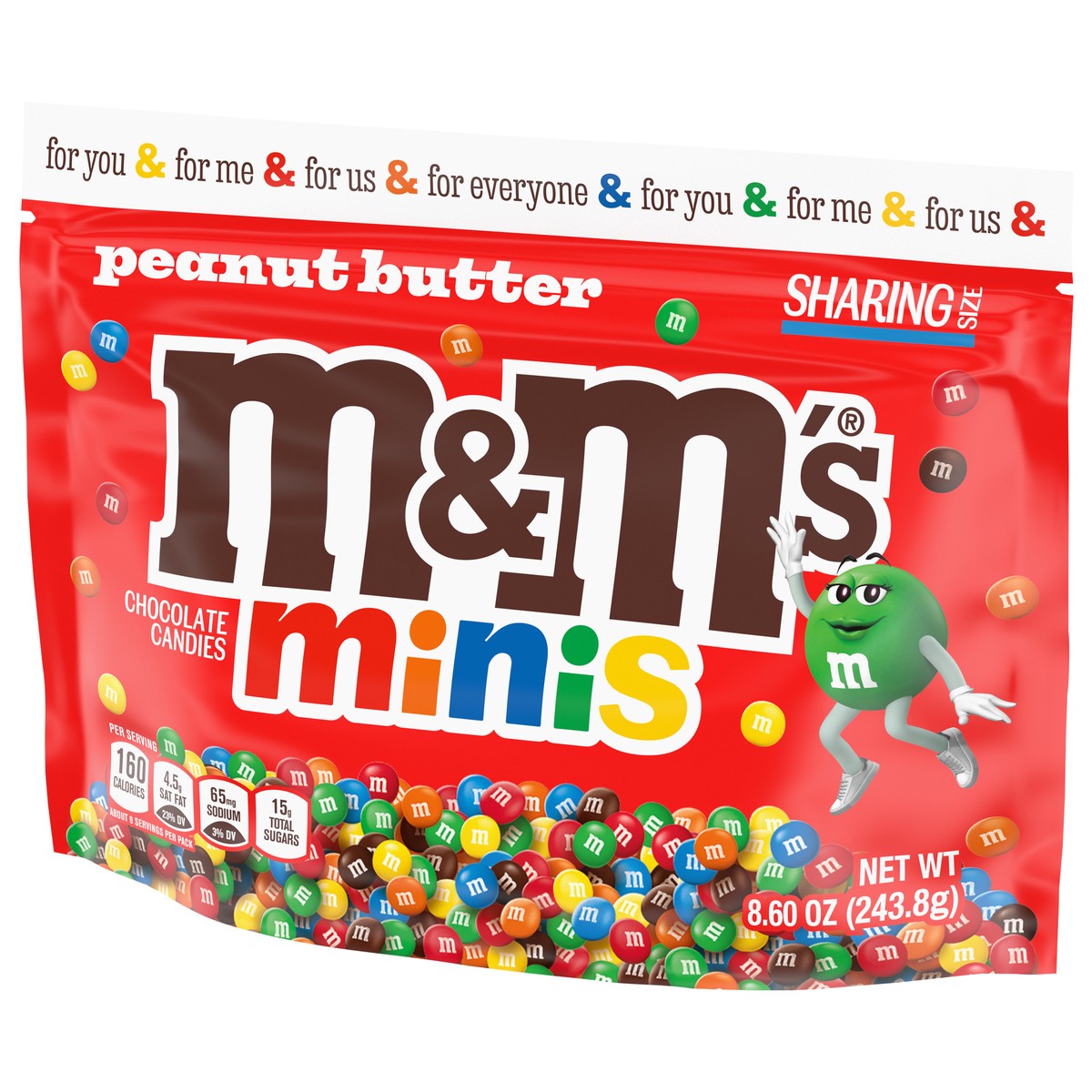 slide 10 of 12, M&M's MINIS Peanut Butter Milk Chocolate Snacks, Candy Bulk, Sharing Size 8.6 Oz Resealable Bag, 8.60 oz