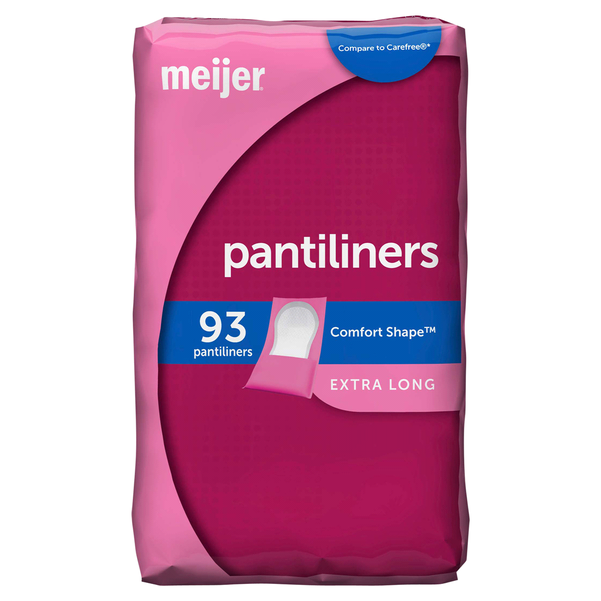 slide 1 of 1, Meijer Extra Long Unscented Pantiliners, 93 ct