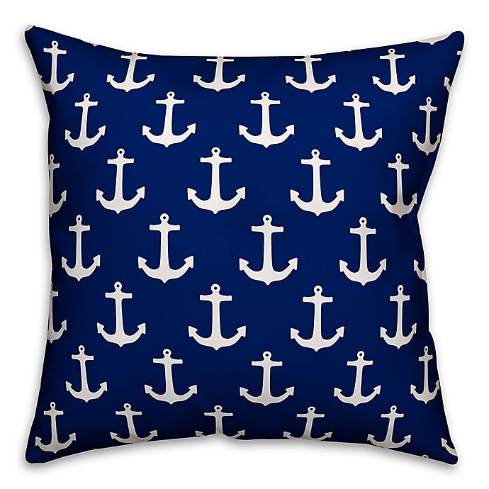 slide 1 of 1, Designs Direct Anchor Square Outdoor Throw Pillow - Navy/White, 1 ct