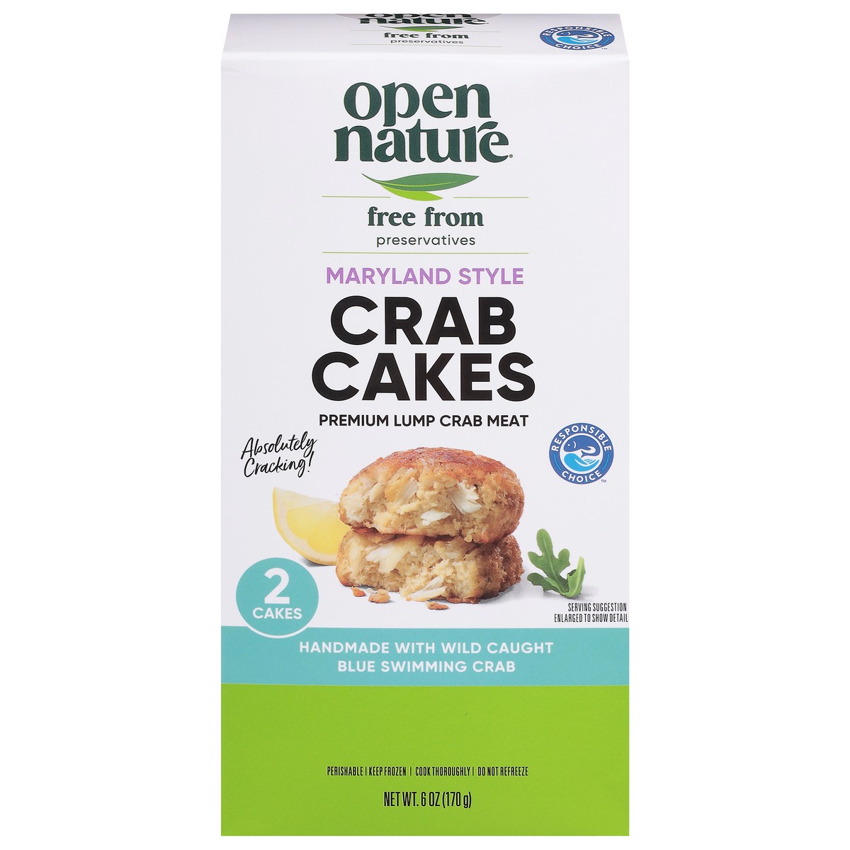 slide 11 of 13, Open Nature Crab Cakes Premium Lump Maryland Style - 6 Oz, 6 oz