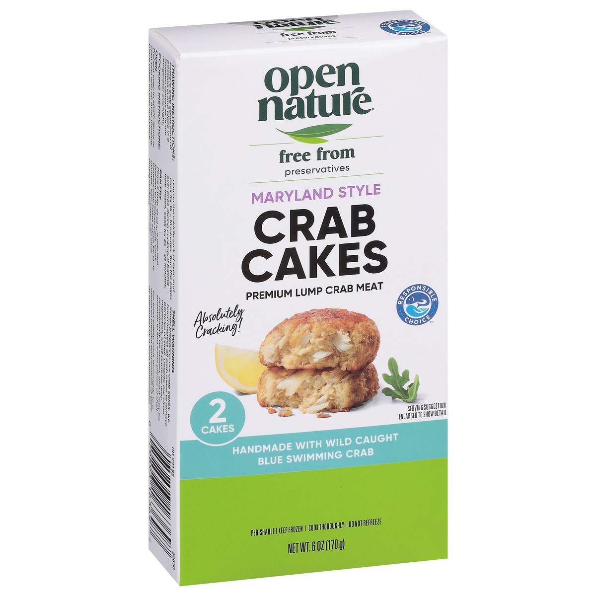 slide 10 of 13, Open Nature Crab Cakes Premium Lump Maryland Style - 6 Oz, 6 oz