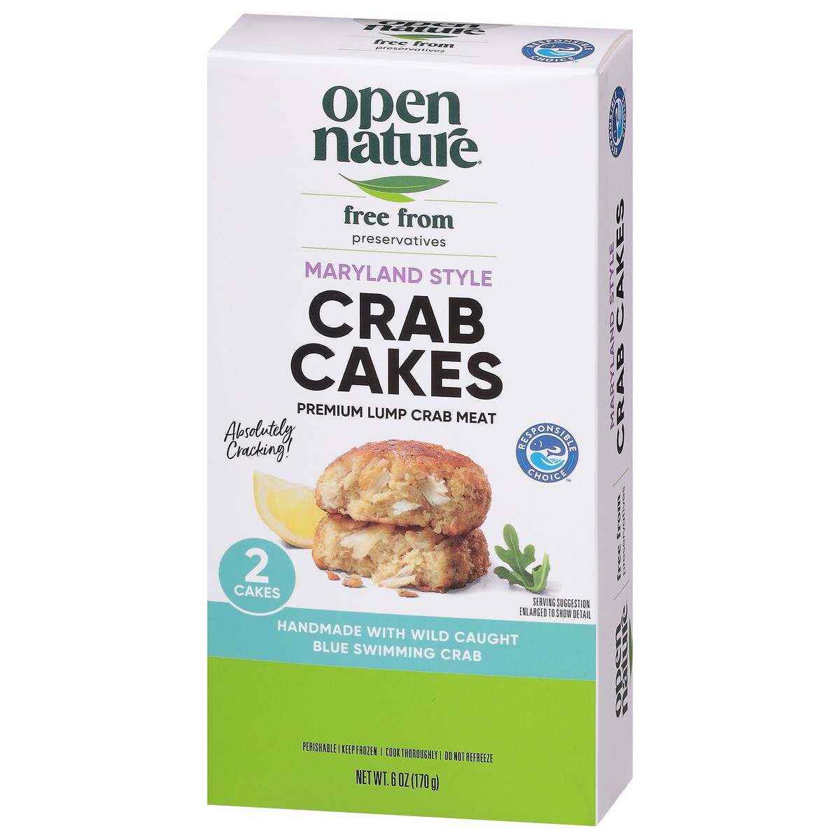 slide 4 of 13, Open Nature Crab Cakes Premium Lump Maryland Style - 6 Oz, 6 oz