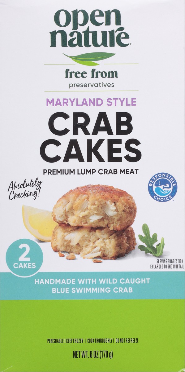 slide 7 of 13, Open Nature Crab Cakes Premium Lump Maryland Style - 6 Oz, 6 oz