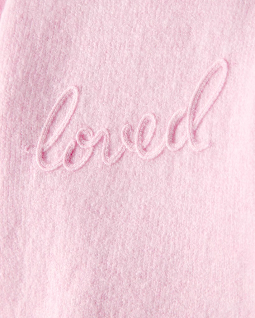 slide 2 of 2, Oshkosh Toddler Girl Embroidered Loved Long-Sleeve Sweater - Pink Pink 5T, 1 ct