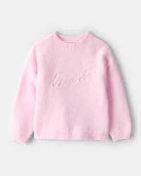 Oshkosh Toddler Girl Embroidered Loved Long-Sleeve Sweater - Pink Pink 5T