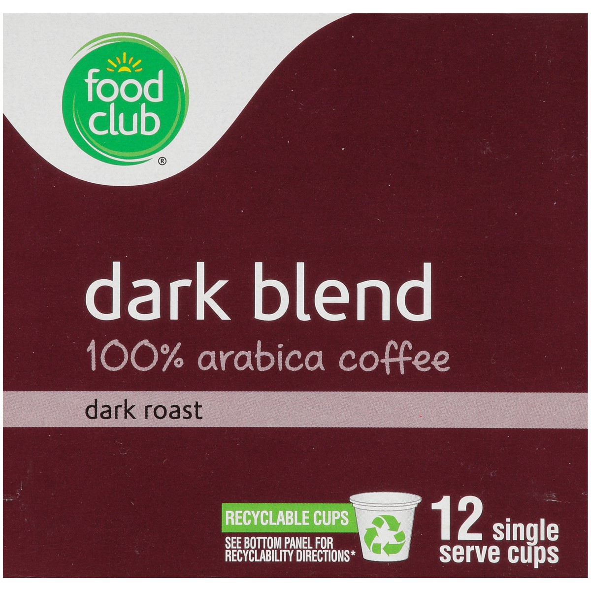 slide 3 of 9, Food Club Coffee, 100% Arabica, Dark Roast, Extra Dark Blend, Single Serve Cups - 12 ct, 12 ct