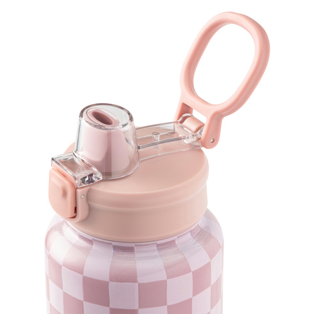 slide 4 of 4, Manna Push Stainless Steel Bottle - Pink Checkers, 40 oz