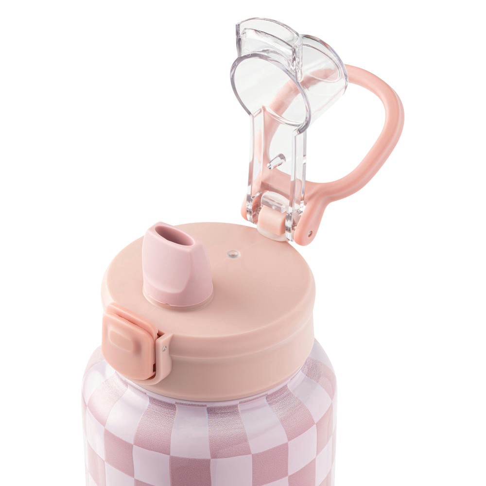 slide 2 of 4, Manna Push Stainless Steel Bottle - Pink Checkers, 40 oz