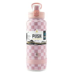 Manna Push Stainless Steel Bottle - Pink Checkers
