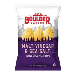 Boulder Canyon Malt Vinegar & Sea Salt Kettle Style Potato Chips - 6.5 oz