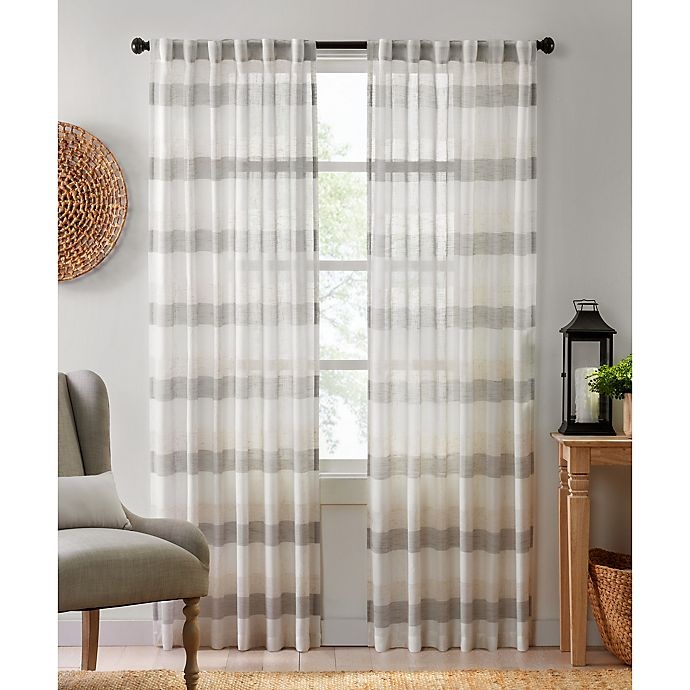 slide 1 of 2, Colordrift Oakwood Rod Pocket/Back Tab Light Filtering Window Curtain Panel - Natural, 108 in