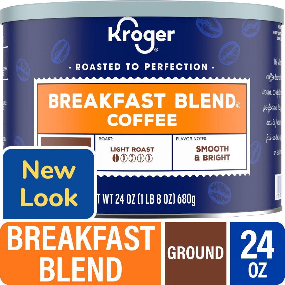 slide 5 of 5, Kroger® Breakfast Blend Light Roast Ground Coffee, 24 oz