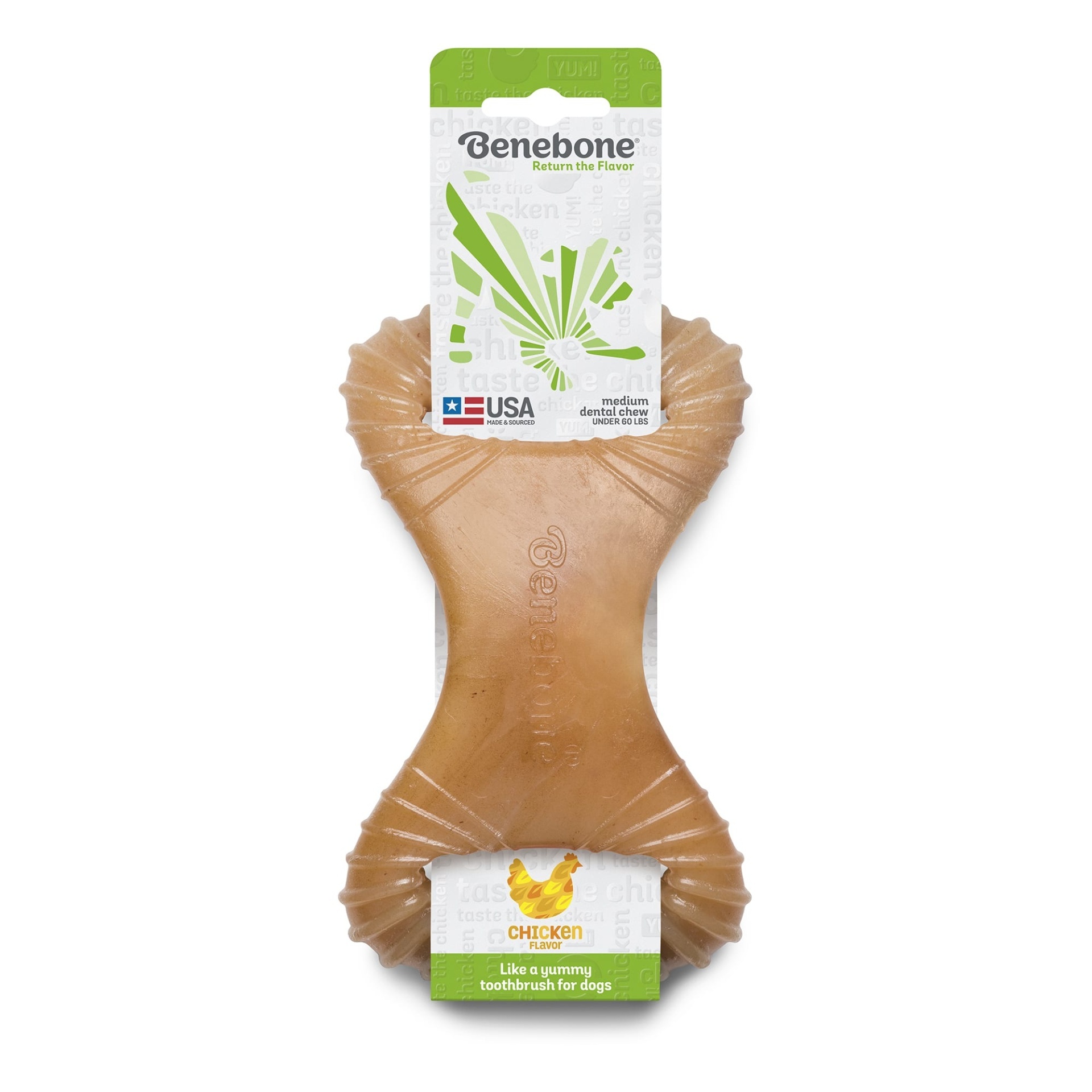 slide 1 of 1, Benebone Chicken Flavored Dental Chew Toy for Dog, MED