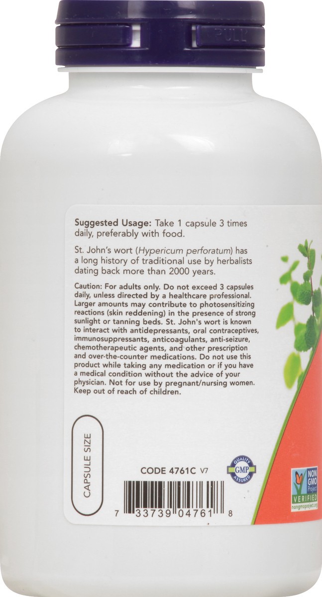 slide 9 of 9, NOW St. John's Wort 300 mg - 250 Veg Capsules, 250 ct