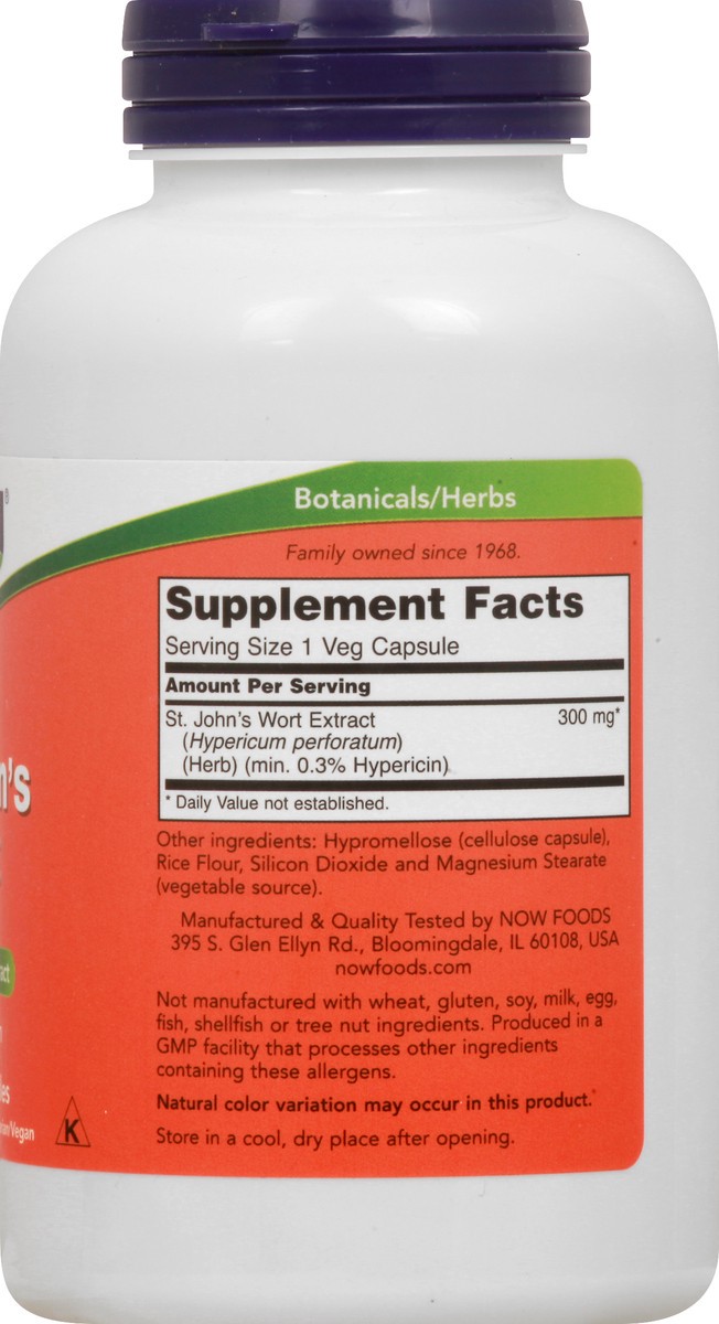 slide 4 of 9, NOW St. John's Wort 300 mg - 250 Veg Capsules, 250 ct