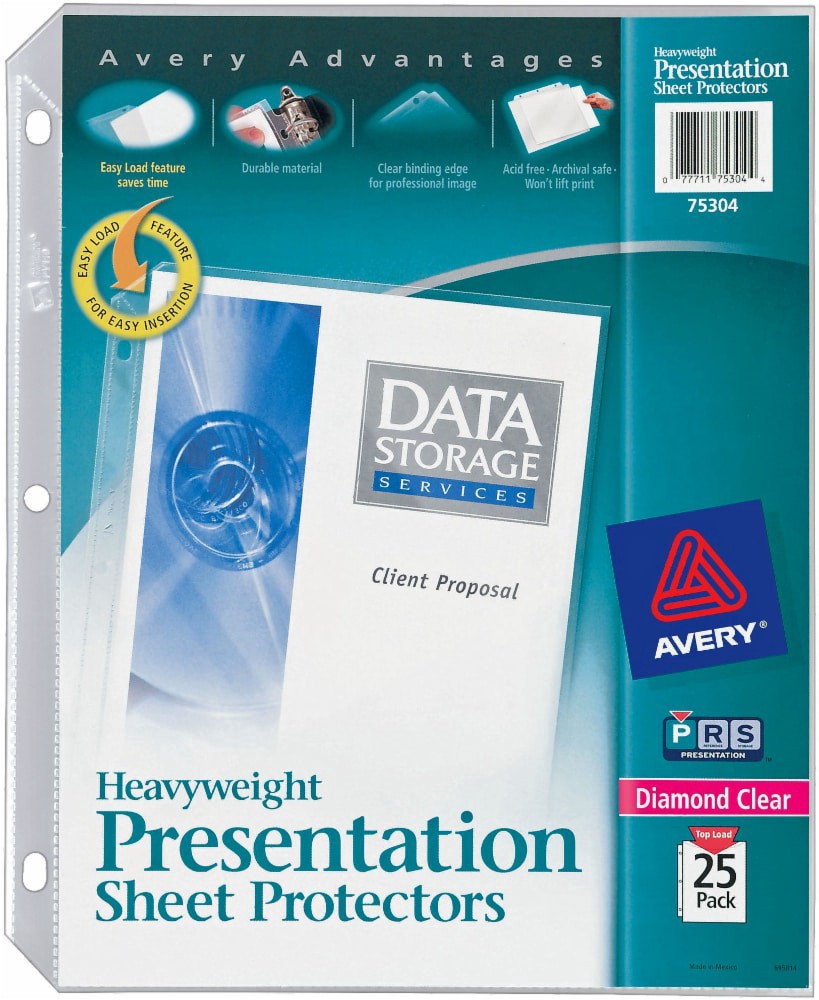 slide 1 of 1, Avery Advantages Heavyweight Presentation Sheet Protector Clear, 25 ct