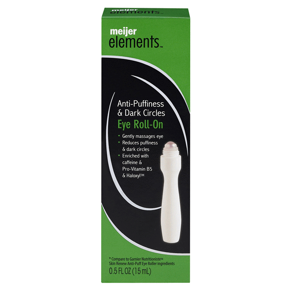 slide 1 of 1, Meijer Elements Anti-Puffiness & Dark Circles Eye Roll-On, 0.5 oz