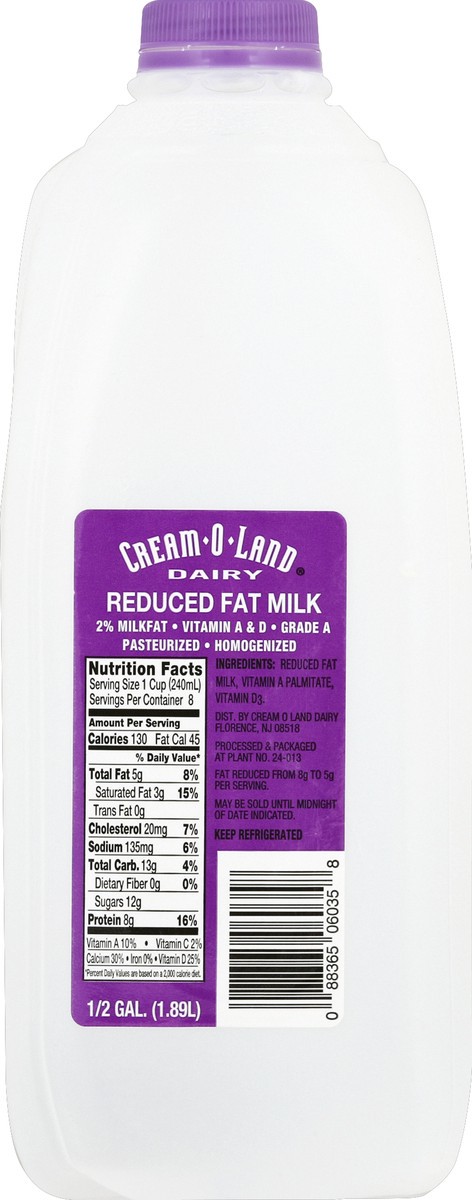 slide 6 of 6, Cream-O-Land Milk, Reduced Fat, 2% Milkfat, 64 fl oz