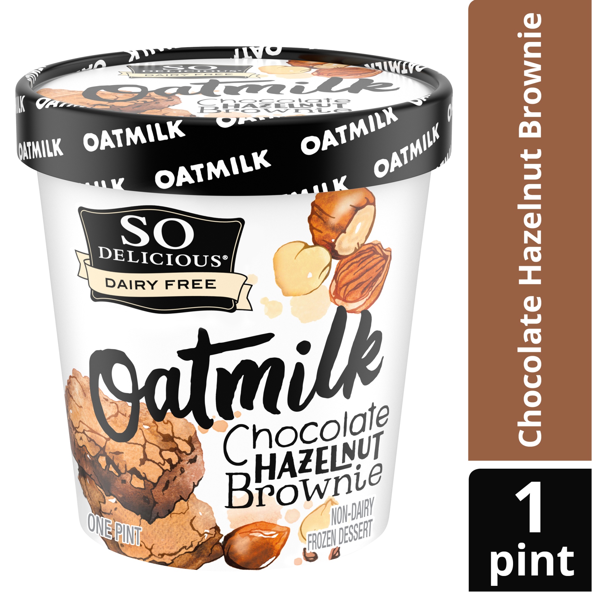 slide 1 of 5, So Delicious Dairy Free Chocolate Hazelnut Brownie Oat Milk Frozen Dessert, 16 fl oz