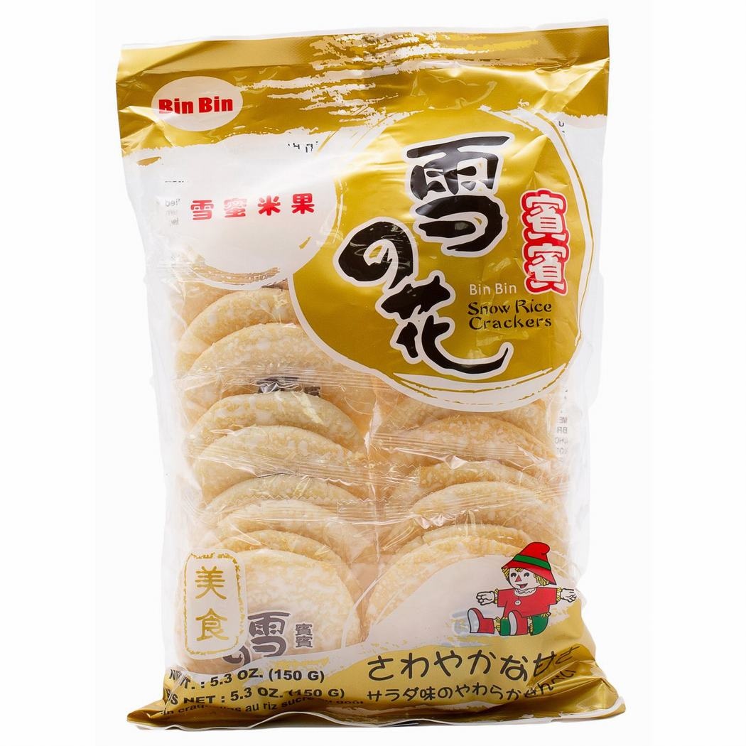 slide 1 of 1, Bin Bin Snow Rice Crackers, 150 gram