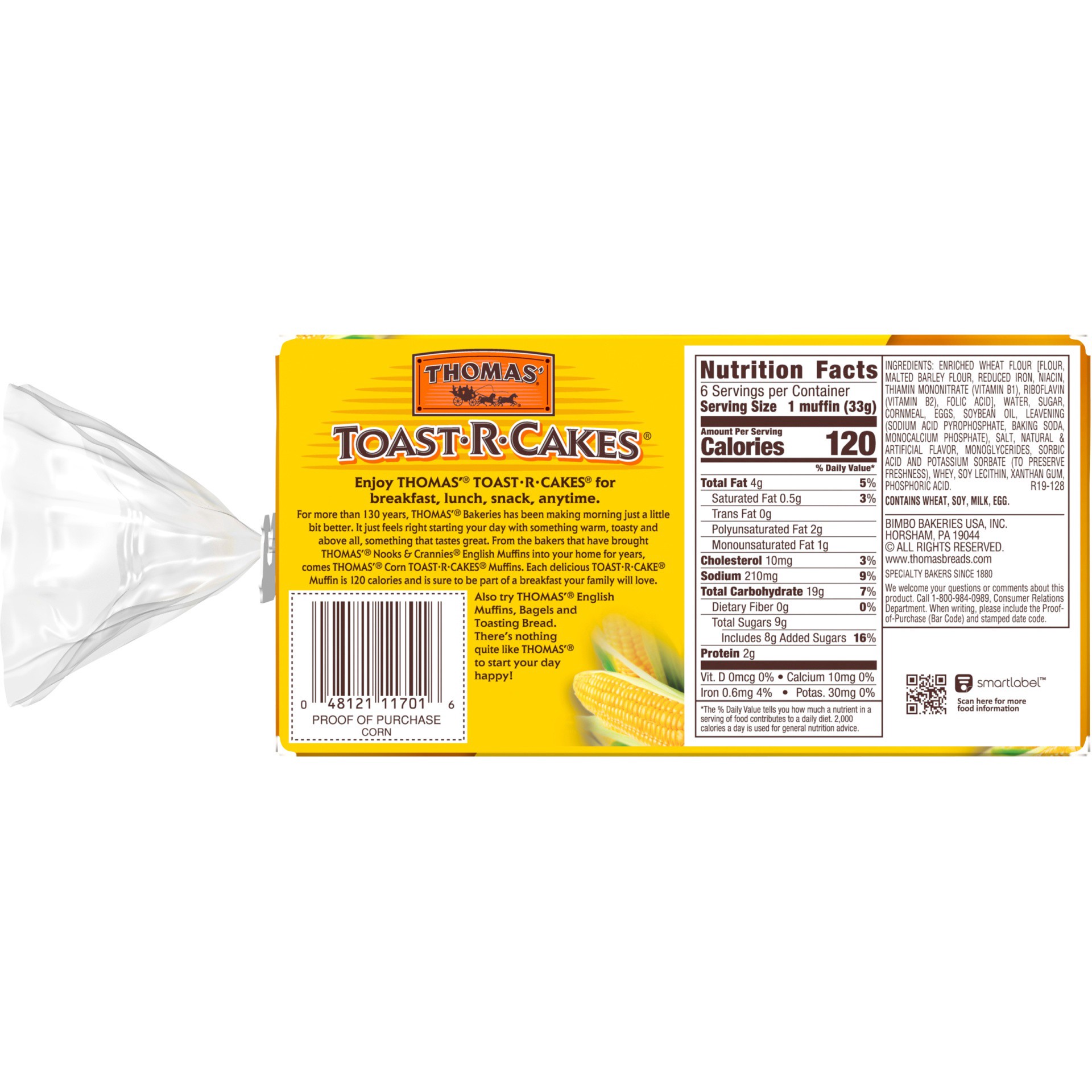 slide 3 of 9, Thomas' Toast-R-Cakes Corn Cakes, 6 count, 7 oz, 6 ct