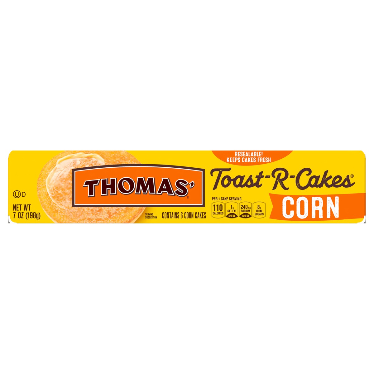 slide 1 of 9, Thomas' Toast-R-Cakes Corn Cakes, 6 count, 7 oz, 6 ct