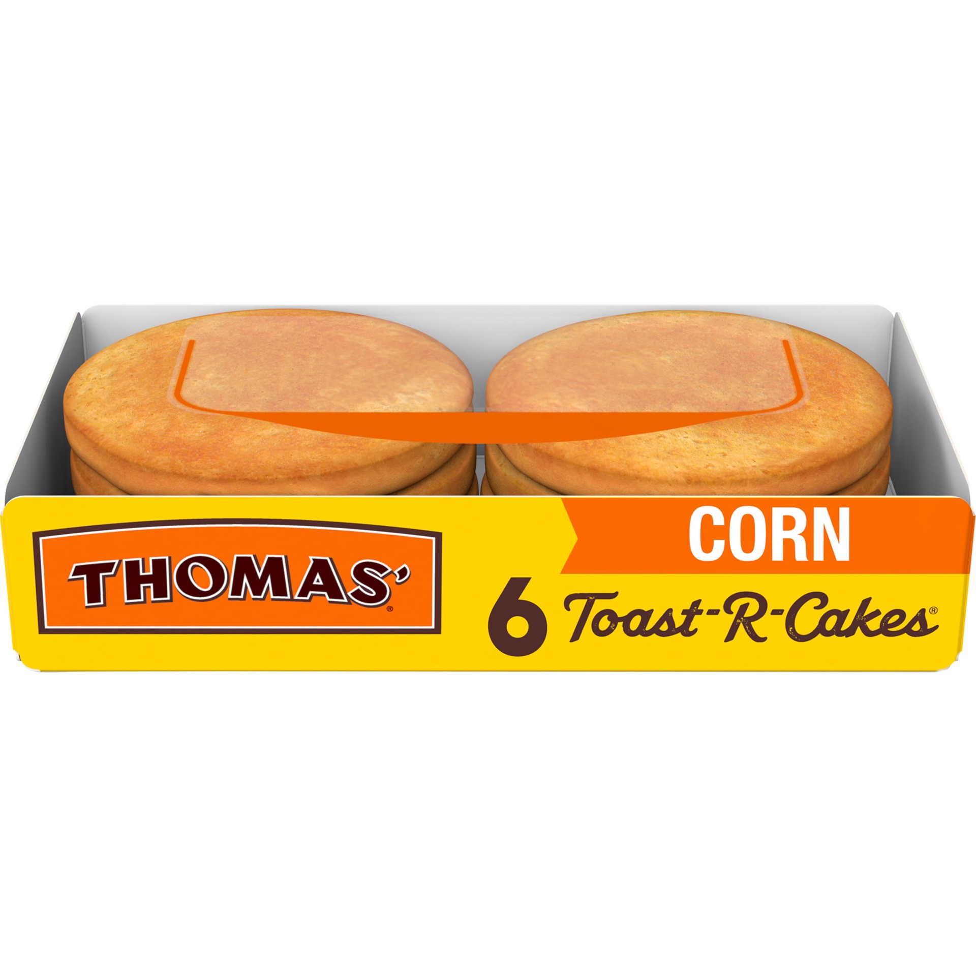 slide 1 of 9, Thomas' Toast-R-Cakes Corn Cakes, 6 count, Corn Bread, 7 oz Tray, 6 ct