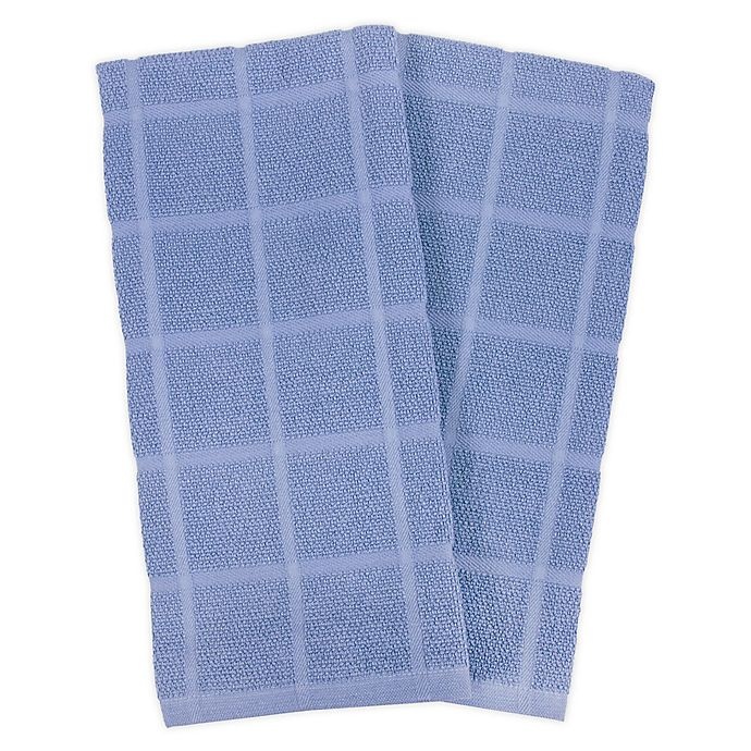 slide 1 of 5, KitchenSmart Colors Solid Windowpane Kitchen Towels - Capri, 2 ct