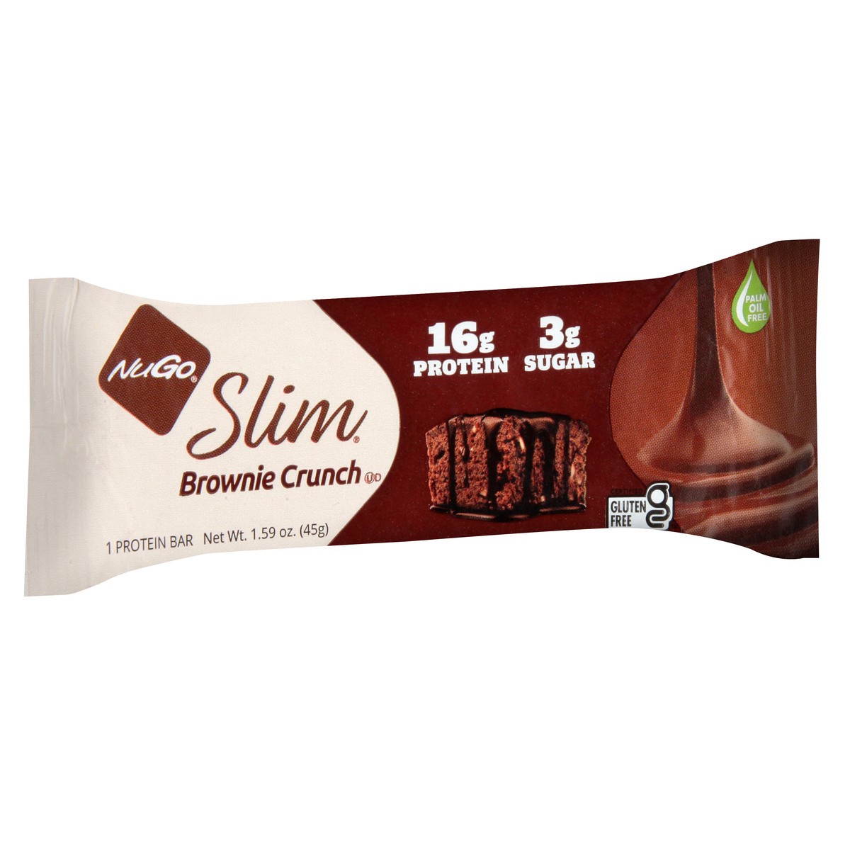 slide 2 of 9, NuGo Slim Brownie Crunch Protein Bar 1.59 oz, 1.59 oz