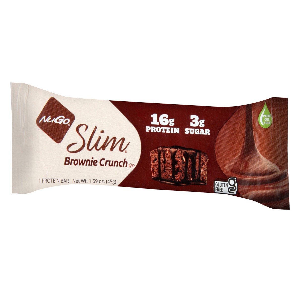 slide 3 of 9, NuGo Slim Brownie Crunch Protein Bar 1.59 oz, 1.59 oz