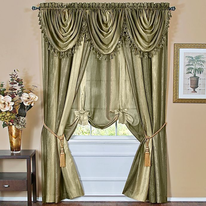 slide 2 of 2, Achim Ombre Waterfall Valance - Sage, 1 ct