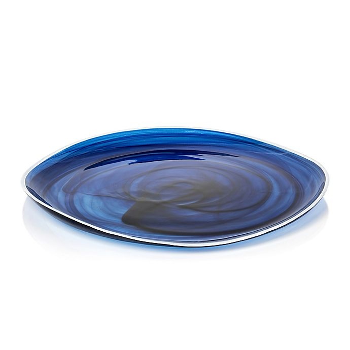 slide 1 of 1, Zodax Monte Carlo Alabaster Glass Plate - Indigo, 11.5 in