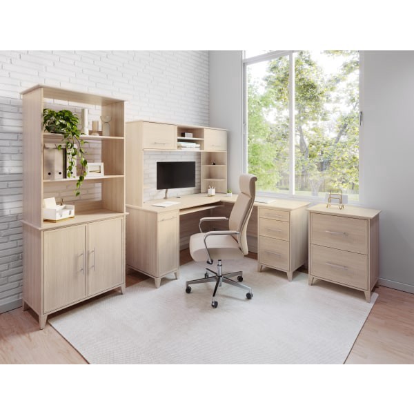 slide 5 of 10, Realspace Koru 60""W L-Shaped Corner Computer Desk With Integrated Power & Charging, Natural Oak, 1 ct